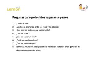 Actividades iWomanish - Preguntas de Hijos a Padres